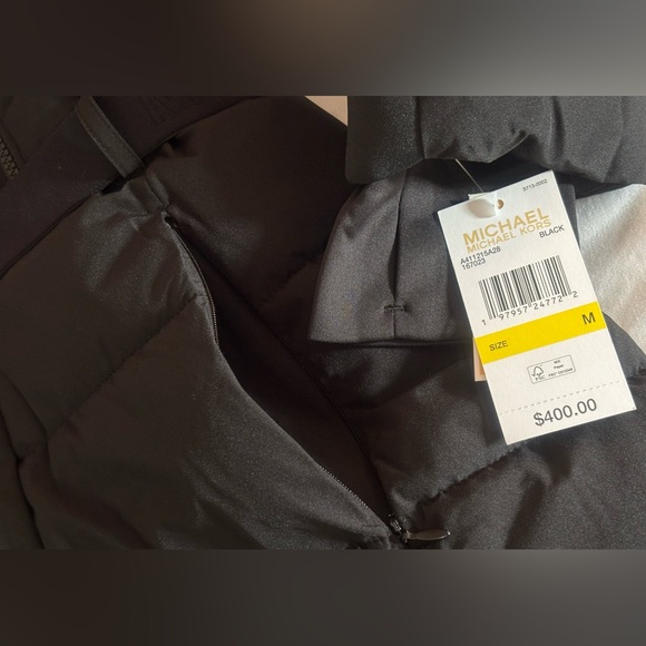 Michael Kors 💅❄️ Black Maxi Long Fur Winter Snow Puffer Coat MK Jacket NEW $400 - Picture 12 of 16